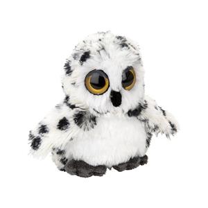 Nature Planet Pluche kleine sneeuwuil knuffel - polyester - wit/grijs - 13 cm -