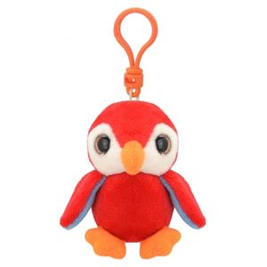 Pluche knuffel pinguin sleutelhanger rood 9 cm -
