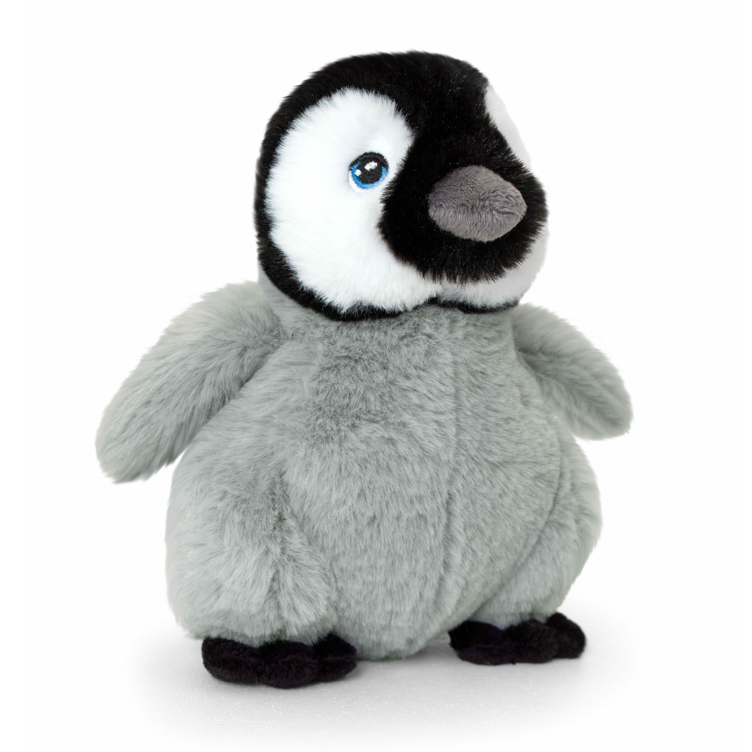 Keel Toys pluche pinguin kuiken knuffeldier - grijs/zwart - staand - 25 cm -