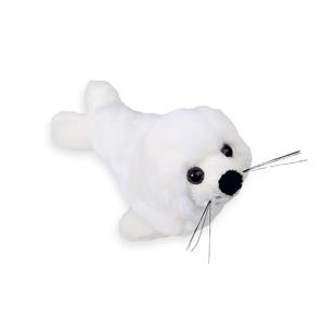 Pluche zeehond pup knuffel - liggend - wit - polyester - 18 cm -