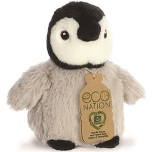 Aurora Eco Nation Pluche knuffeldier Pinguin kuiken - grijs - 13 cm - Artic thema -