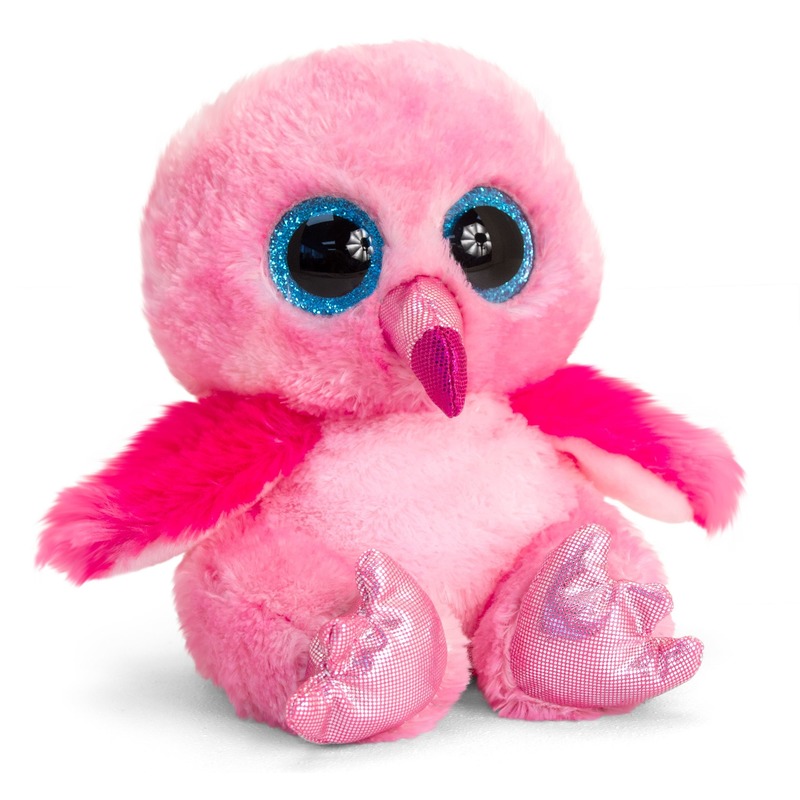 Keel Toys roze pluche Flamingo knuffel 25 cm met kraalogen -
