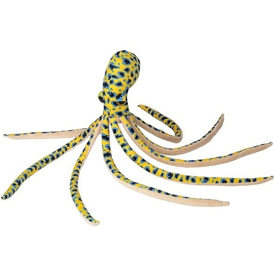 Nature Planet Pluche gele octopus/inktvis knuffel 55 cm speelgoed -