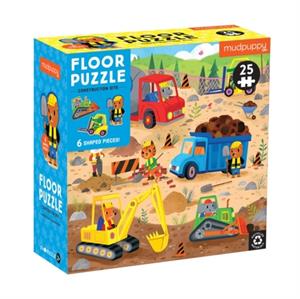 Mudpuppy Construction Site 25 Piece Floor Puzzle With Shaped Pieces -   (ISBN: 9780735376915)