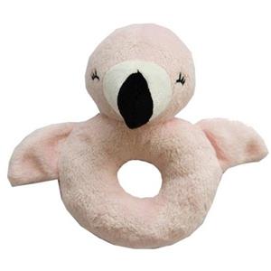 Nature Planet Dieren knuffel baby rammelaar flamingo 10 x 15 cm -