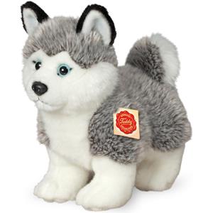 Hermann Teddy Knuffeldier hond Husky - zachte pluche stof - premium kwaliteit knuffels - grijs/wit - 23 cm -