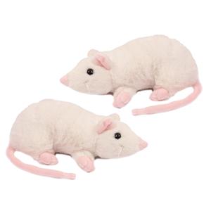 PIA Soft Toys Knuffeldier Muizen - 2x - zachte pluche stof - premium kwaliteit knuffels - wit - 18 cm -