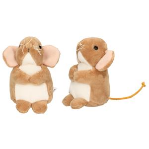 Hermann Teddy Knuffeldier Muis - 2x - zachte pluche stof - premium kwaliteit knuffels - bruin - 11 cm -