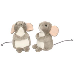 Hermann Teddy Knuffeldier Muis - 2x - zachte pluche stof - premium kwaliteit knuffels - grijs - 11 cm -