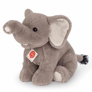 Hermann Teddy Knuffeldier Olifant - zachte pluche stof - premium kwaliteit knuffels - grijs - 35 cm -