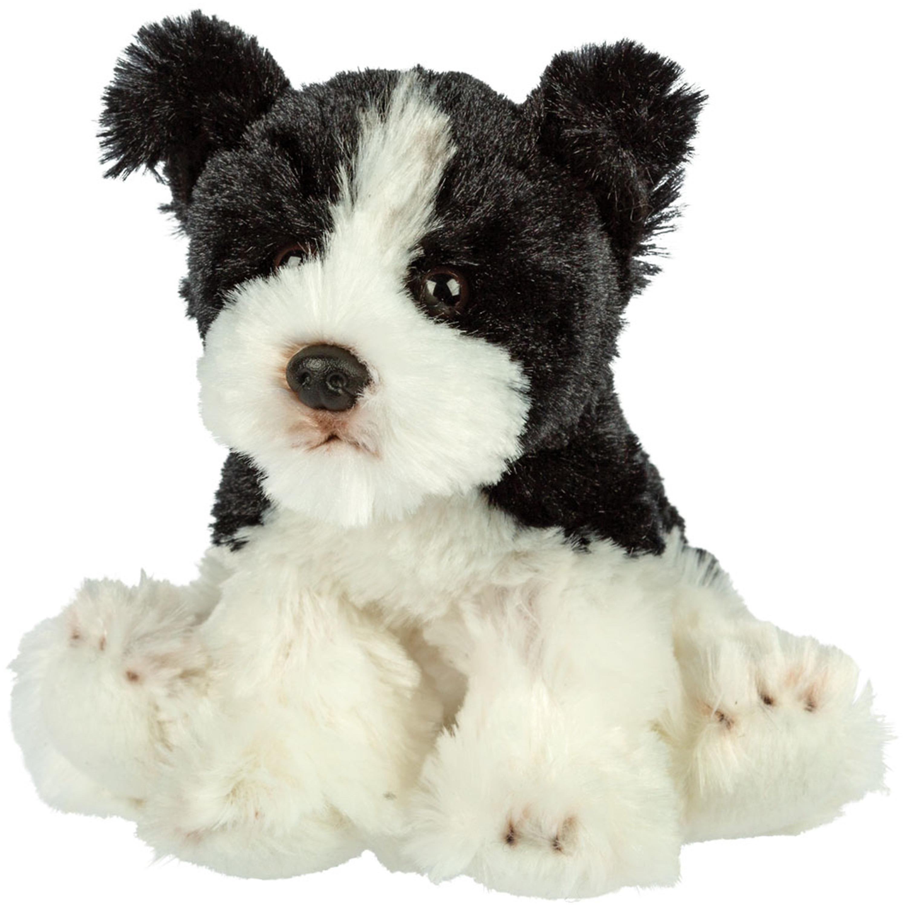 Suki Gifts Pluche knuffeldier hond - Border Collie - zwart/wit - 13 cm - huisdieren thema -