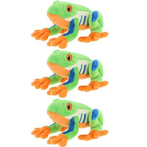 Keel Toys pluche Boomkikker knuffeldier - 3x - multi kleuren - zittend - 15 cm -