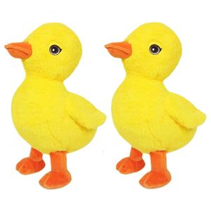 Knuffeldier Eenden kuiken - 2x - zachte pluche stof - dieren knuffels - geel - 24 cm -