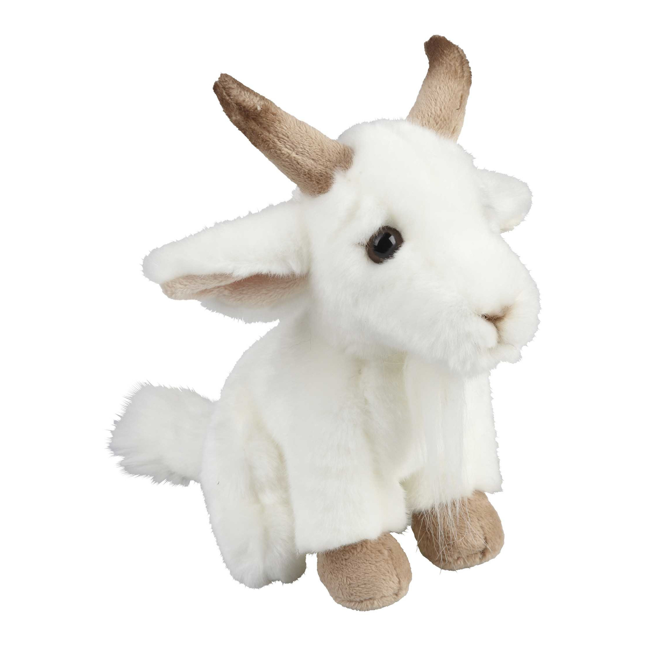 Ravensden Pluche witte geit knuffel 18 cm speelgoed -