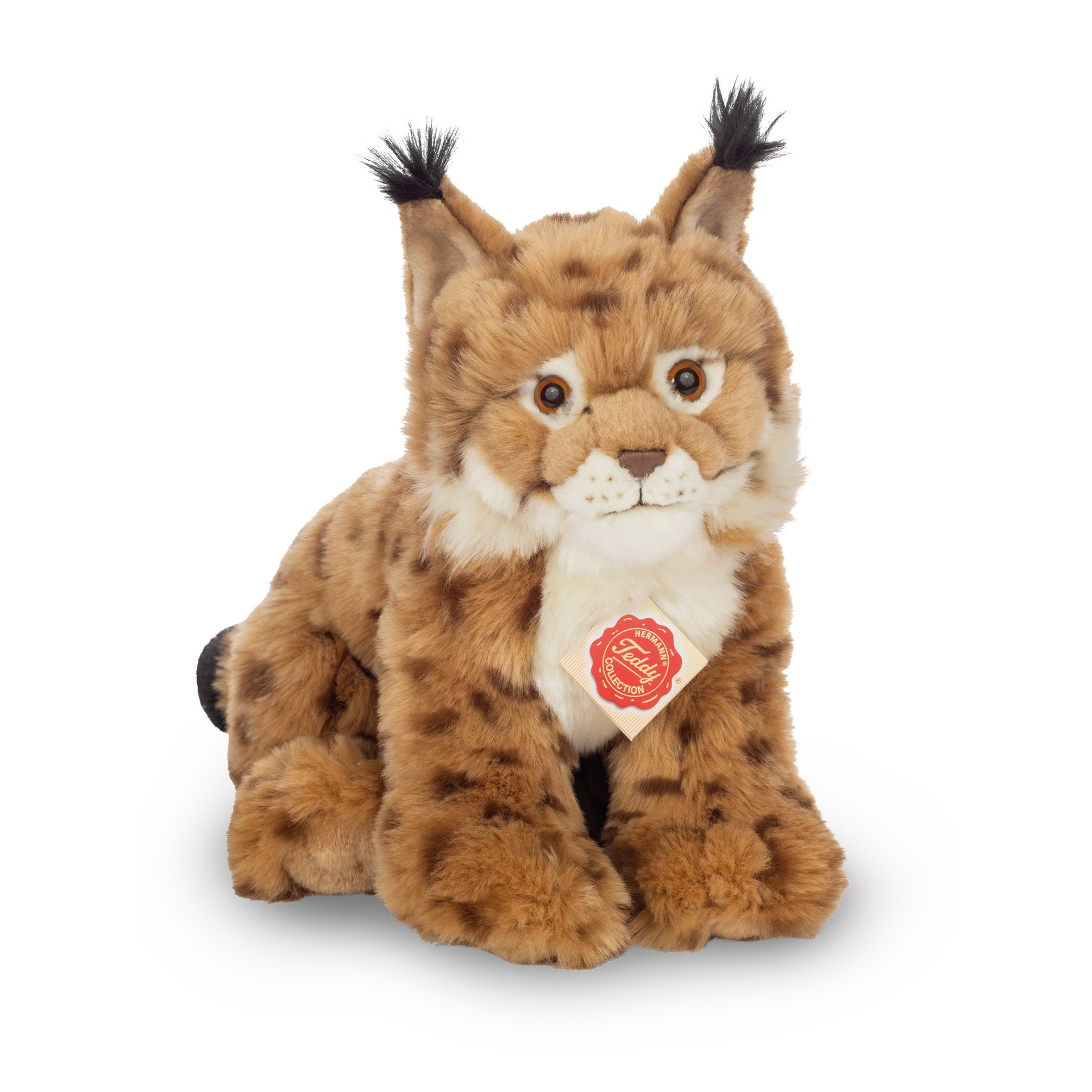 Hermann Teddy Knuffeldier Lynx - zachte pluche stof - premium kwaliteit knuffels - lichtbruin - 26 cm -