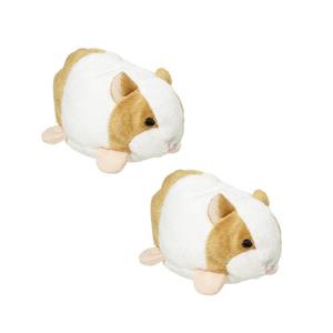 Nature Planet Set van 2x stuks pluche hamsters knuffels van 10 cm -