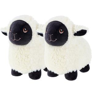 Keel Toys pluche schaap/lammetje knuffeldier - 2x - wit/zwart - lopend - 18 cm -