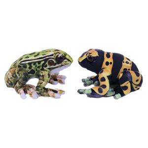 PIA Soft Toys Knuffeldier Kikkers - Giftige boomkikkers - 2x stuks - dieren knuffels - groen en geel - 24 cm -