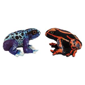 PIA Soft Toys Knuffeldier Kikkers - Giftige boomkikkers - 2x stuks - dieren knuffels - rood en blauw - 24 cm -