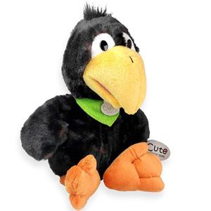 Inware pluche vogel Raaf knuffeldier - zwart - 25 cm - kraaien/raven -