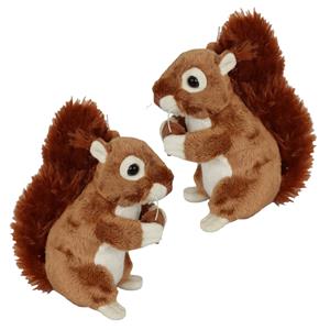 Cornelissen Knuffeldier Eekhoorns - 2x - zachte pluche stof - premium kwaliteit knuffels - rood - 16 cm -