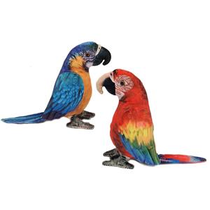 PIA Soft Toys Knuffeldier Papegaaien - set 2x - zachte pluche stof - premium knuffels - rood/blauw - 20 cm -
