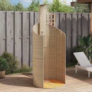 VidaXL Buitendouche 100x100x241 cm poly rattan en acaciahout beige