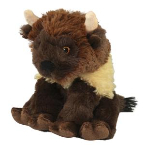 Knuffeldier Bizon - zachte pluche stof - bruin - kwaliteit knuffels - 14 cm -