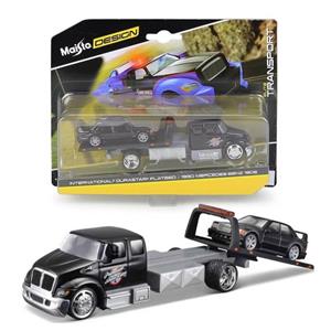 Brinic Modelcars Maisto Durastar flatbed truck met Mercedes Benz 190E