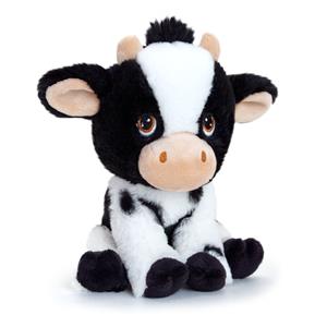 Pluche knuffel dier zwart/witte koe 18 cm -