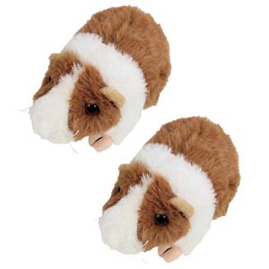 Inware pluche cavia knuffeldier - 2x - lichtbruin/wit - staand - 15 cm -