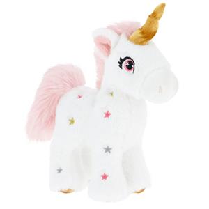 pluche eenhoorn knuffel - wit/roze - 16 cm - mystieke dieren - met glitter sterren -