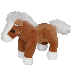Pluche knuffeldier paardje - bruin/wit - 19 cm - boerderijdieren - Paarden knuffels -