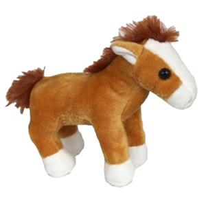 Pluche knuffeldier paardje - lichtbruin - 19 cm - boerderijdieren - Paarden knuffels -