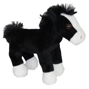 Pluche knuffeldier paardje - zwart - 19 cm - boerderijdieren - Paarden knuffels -