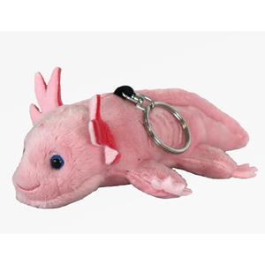 Pluche knuffeldier Axolotl sleutelhanger - roze - 10 cm - Waterdieren thema -
