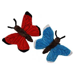 Pluche knuffeldier Vlinders - 2x stuks - 21 cm - insecten knuffels - op te hangen aan lus -