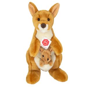 Knuffeldier Kangoeroe met baby - zachte pluche stof - premium kwaliteit knuffels - bruin - 30 cm -