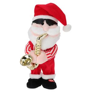Tender Toys Kerstman pop - met saxofoon - dansend met muziek - 35 cm- kerstfiguur -