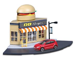 Brinic Modelcars Bburago Volkswagen Polo + Fast Food restaurant