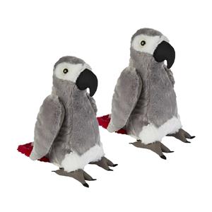 Ravensden Pluche grijze roodstaartpapegaai knuffel - 2x - 30 cm - Papegaaien vogel knuffels -