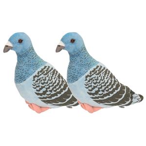 CarlDick Pluche knuffeldier Duif - 2x - 24 cm - blauw/grijs - vogels - knuffels -
