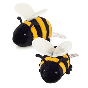 Knuffeldier Honingbij - 2x - zachte pluche stof - premium kwaliteit knuffels - geel/zwart - 11 cm -