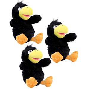 Merkloos 4x stuks pluche kraai of raaf vogel knuffel 21 cm -