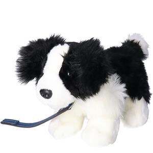 Keel Toys Pluche knuffel hond - border collie - met riem - 30cm - bruin -