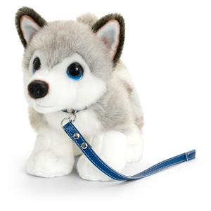 Keel Toys Knuffel Husky - aan riem - grijs/wit - honden knuffeldier - 30 cm -