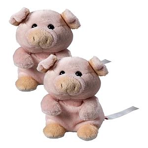 MBW Schmoozies Knuffeldier varken/big - 2x - Pluche - 11 cm - boerderij dieren knuffel -