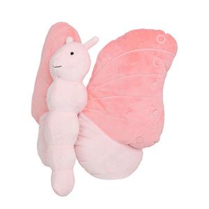 Knuffeldier Vlinder - zachte pluche stof - fluffy knuffels - roze - 28 cm -
