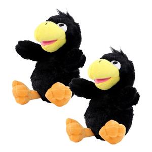 MBW Knuffel dier Pluche stof zwarte kraai of raaf - 2x - vogel - 21 cm -