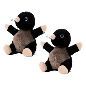 2x stuks pluche mol knuffel 14 cm -